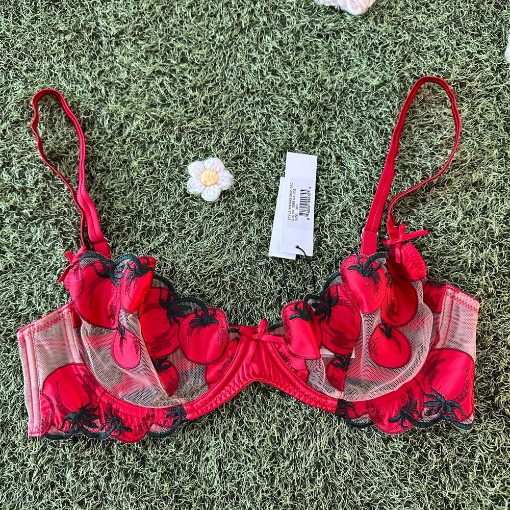 Fleur du Mal Red Tomato Lace Bra